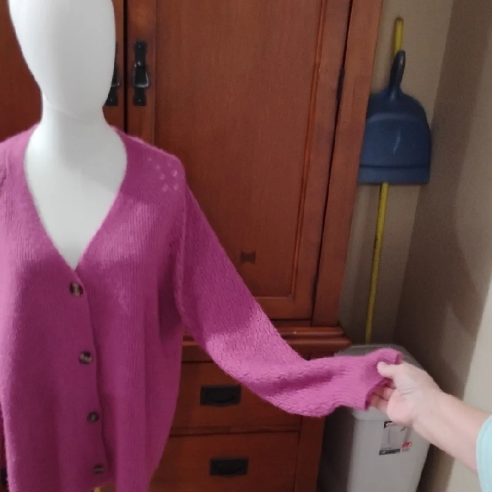 Les Serein Fuchsia Cardigan Sweater - Picture 5 of 10